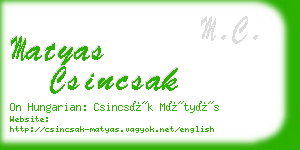 matyas csincsak business card